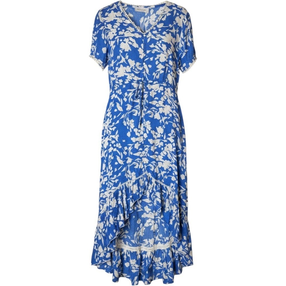 Walker & Wade Blue Floral High Low Maxi Dress L Pom Pom Cottage Beach Feminine